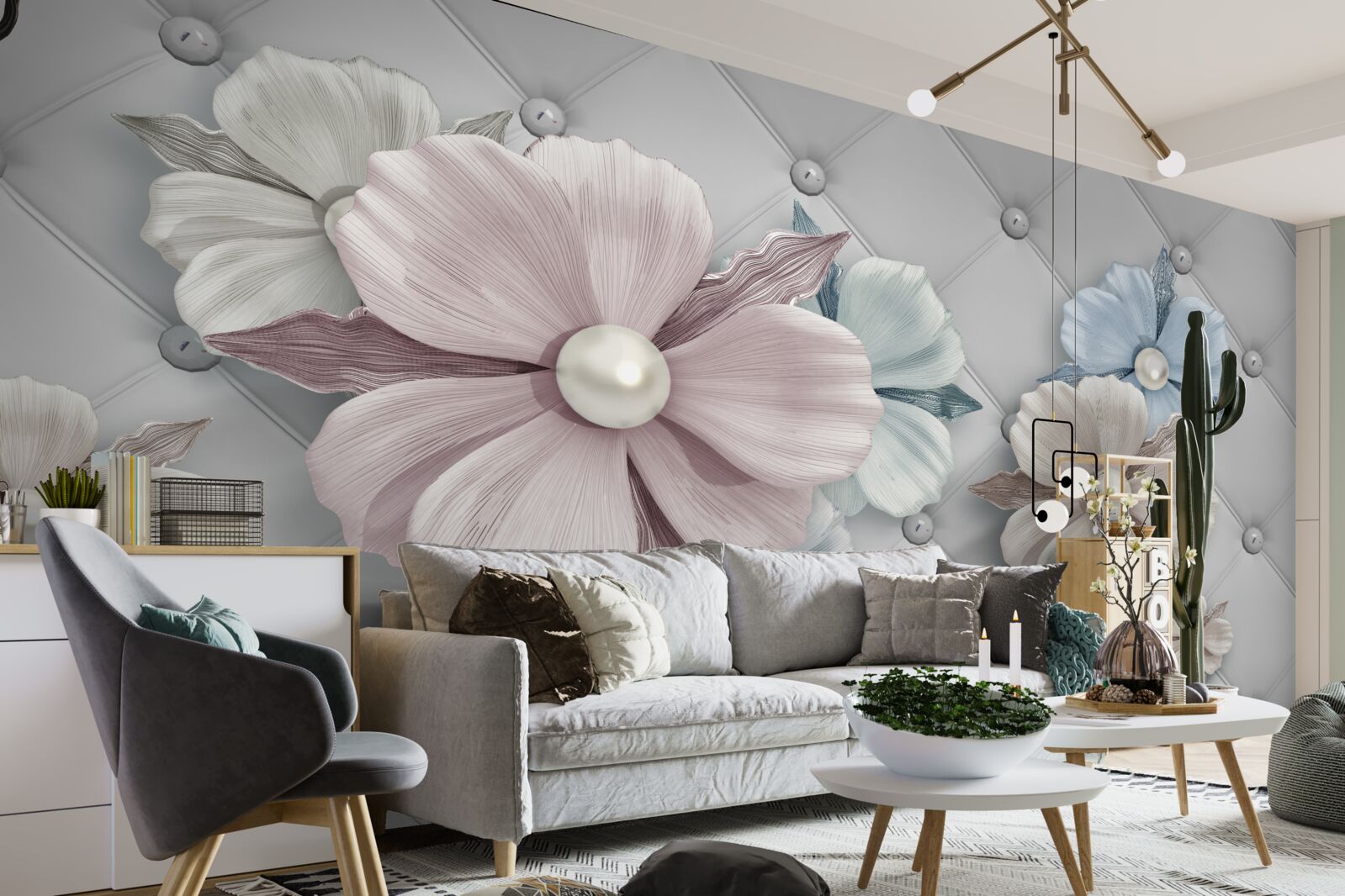 Fototapeta tekstura kwiatów i masy perłowej