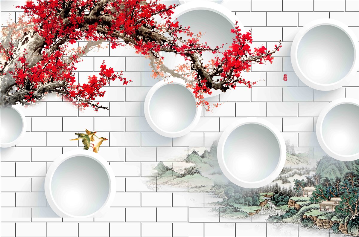 Fototapeta okręgi w geometrycznym stylu i krajobrazie