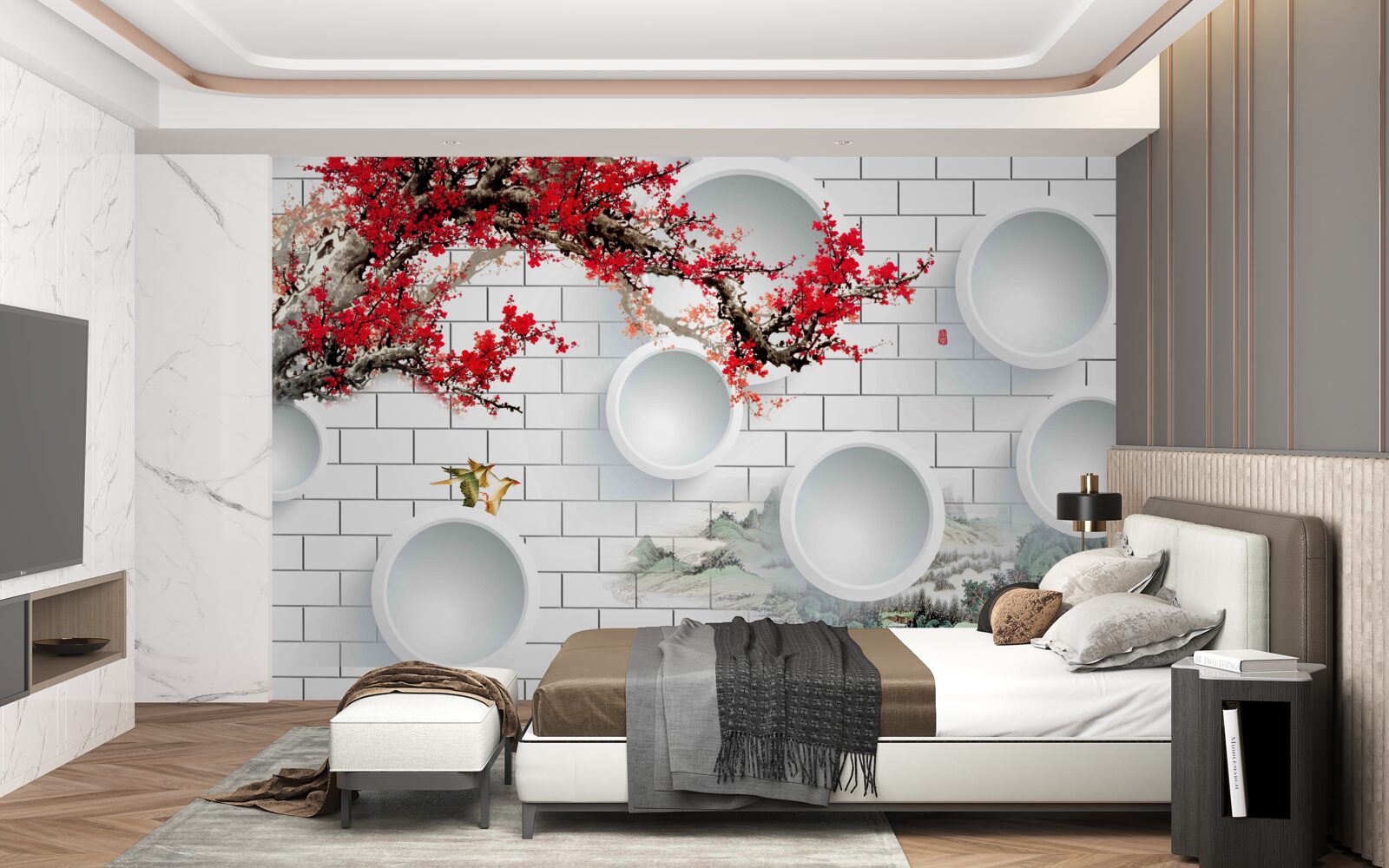 Fototapeta okręgi w geometrycznym stylu i krajobrazie