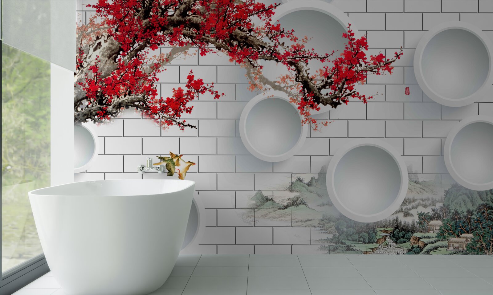 Fototapeta okręgi w geometrycznym stylu i krajobrazie