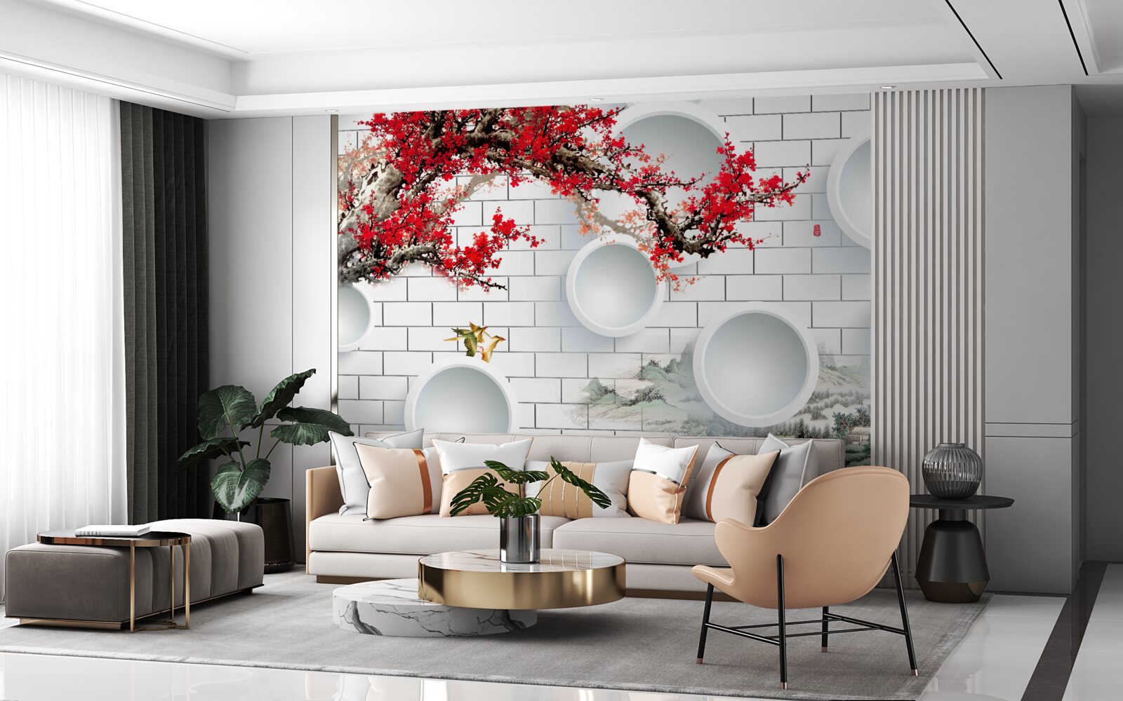 Fototapeta okręgi w geometrycznym stylu i krajobrazie