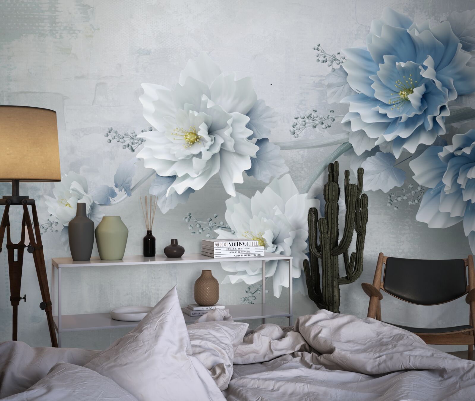 Fototapeta niebieskie kwiaty w pochmurny dzień