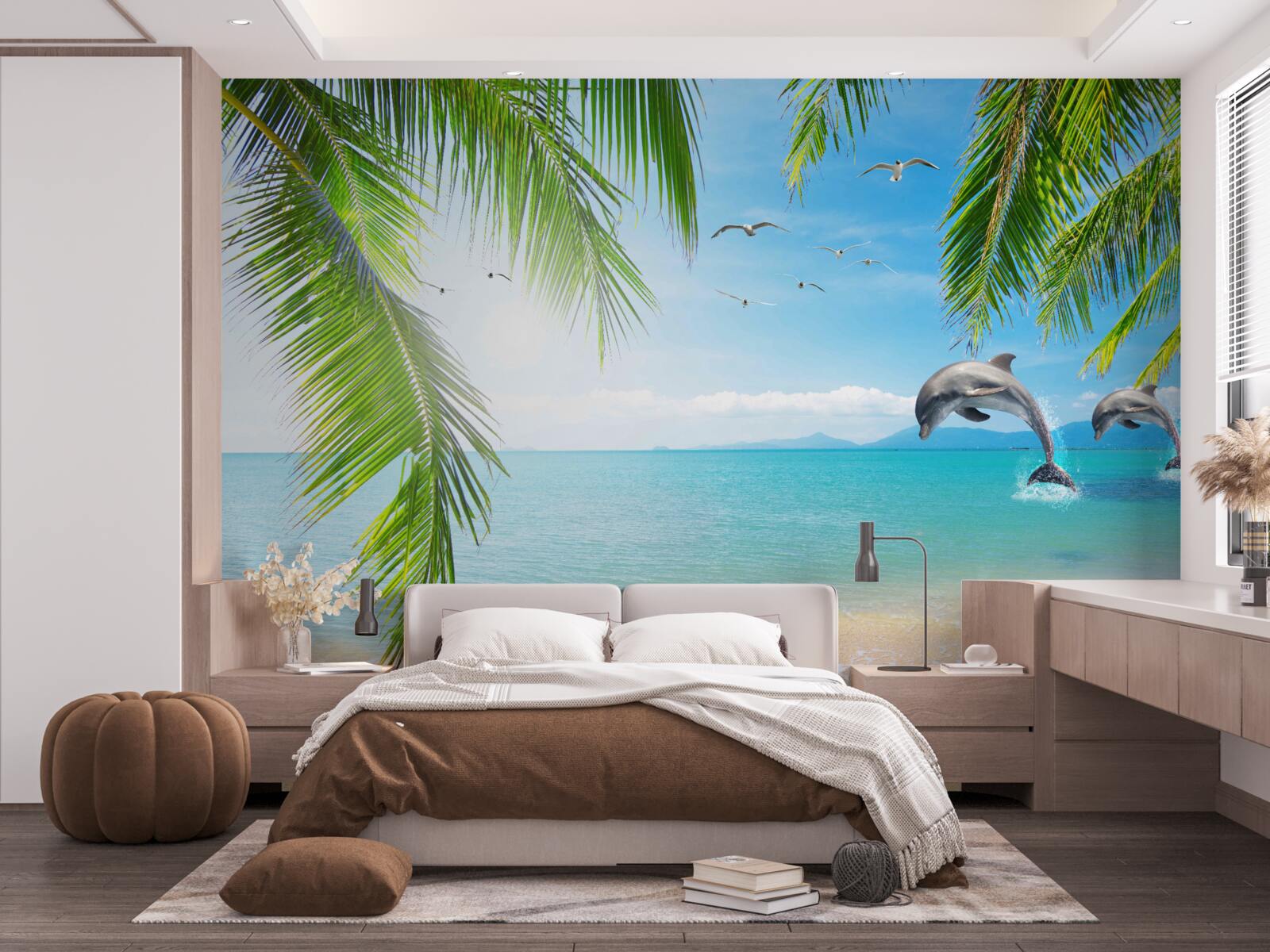 Fototapeta dwa delfiny u wybrzeży z lazurową wodą