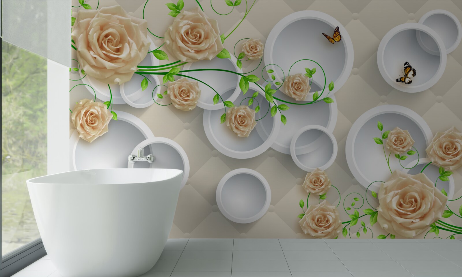 Fototapeta koła z wzorami róż