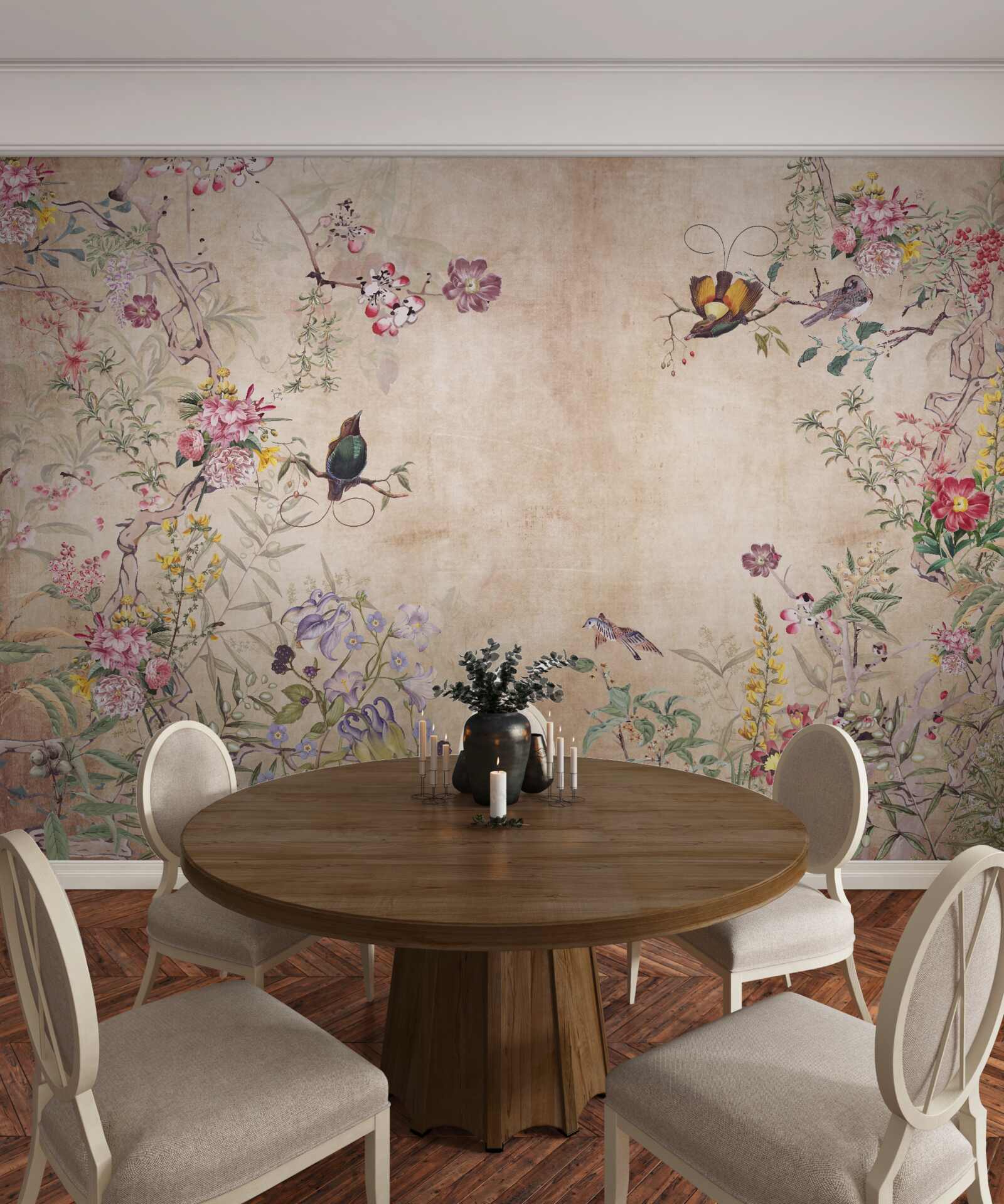 Fototapeta ptaki na kwitnących gałęziach