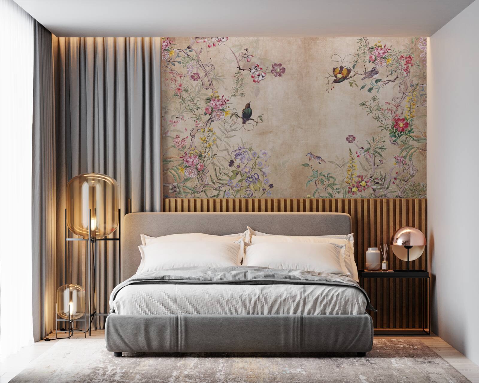 Fototapeta ptaki na kwitnących gałęziach