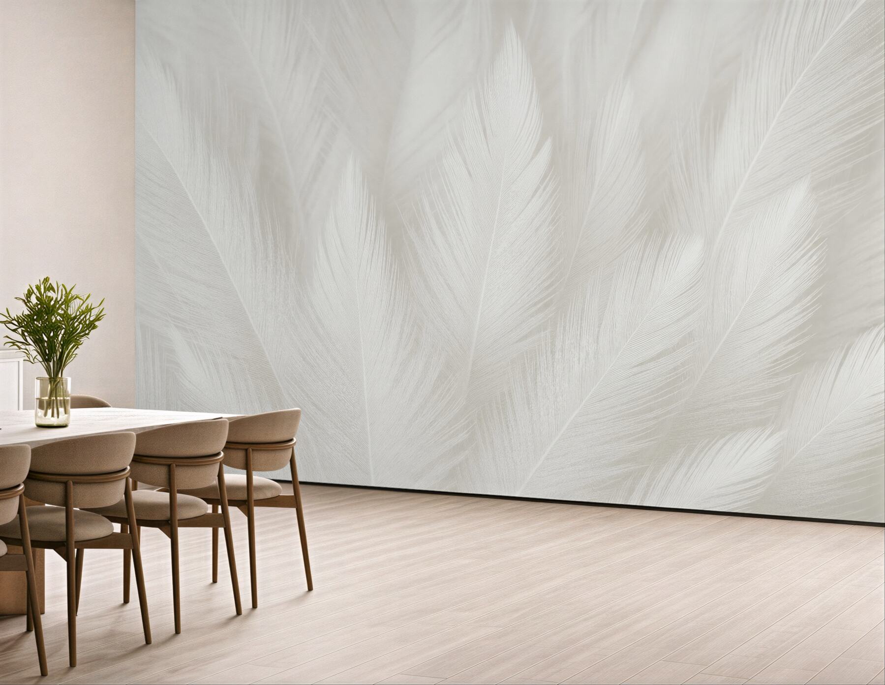 Fototapeta delikatne białe pióra w beżu