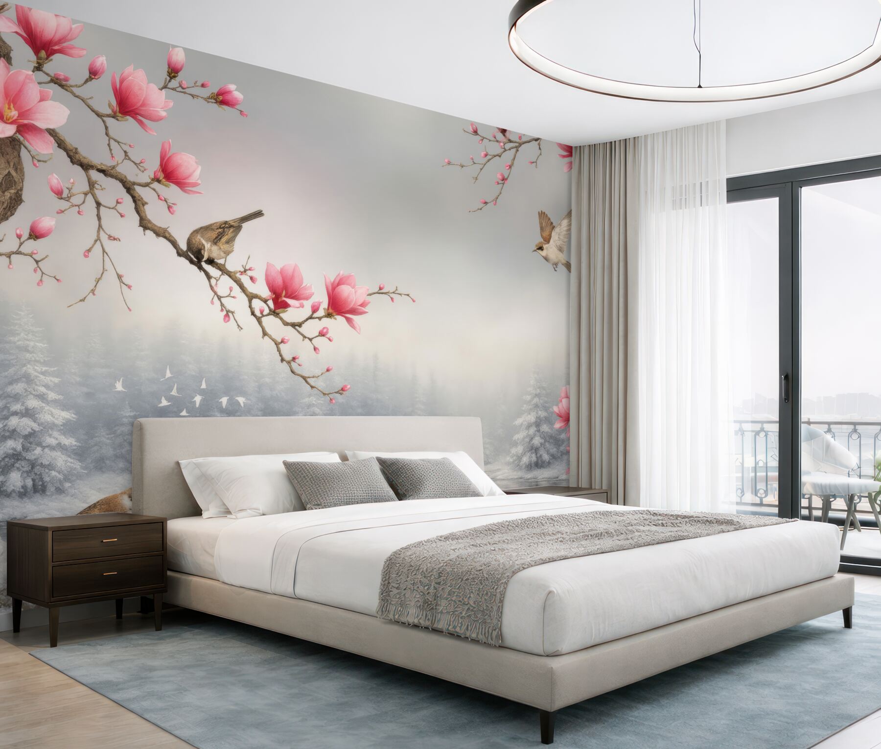 Fototapeta Kwiat, w kolorze białym i fioletowym.