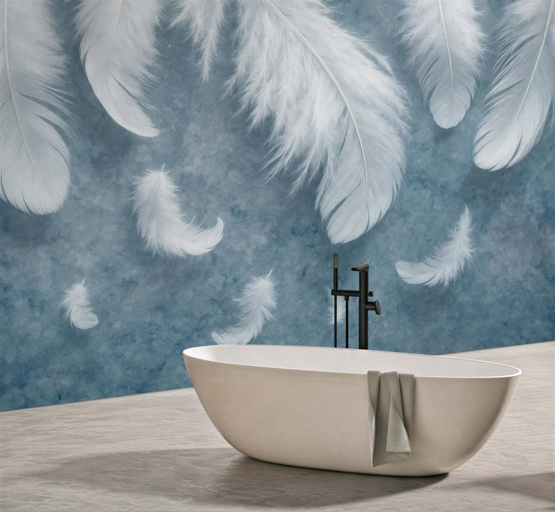 Fototapeta białe piórka na błękitnym tle