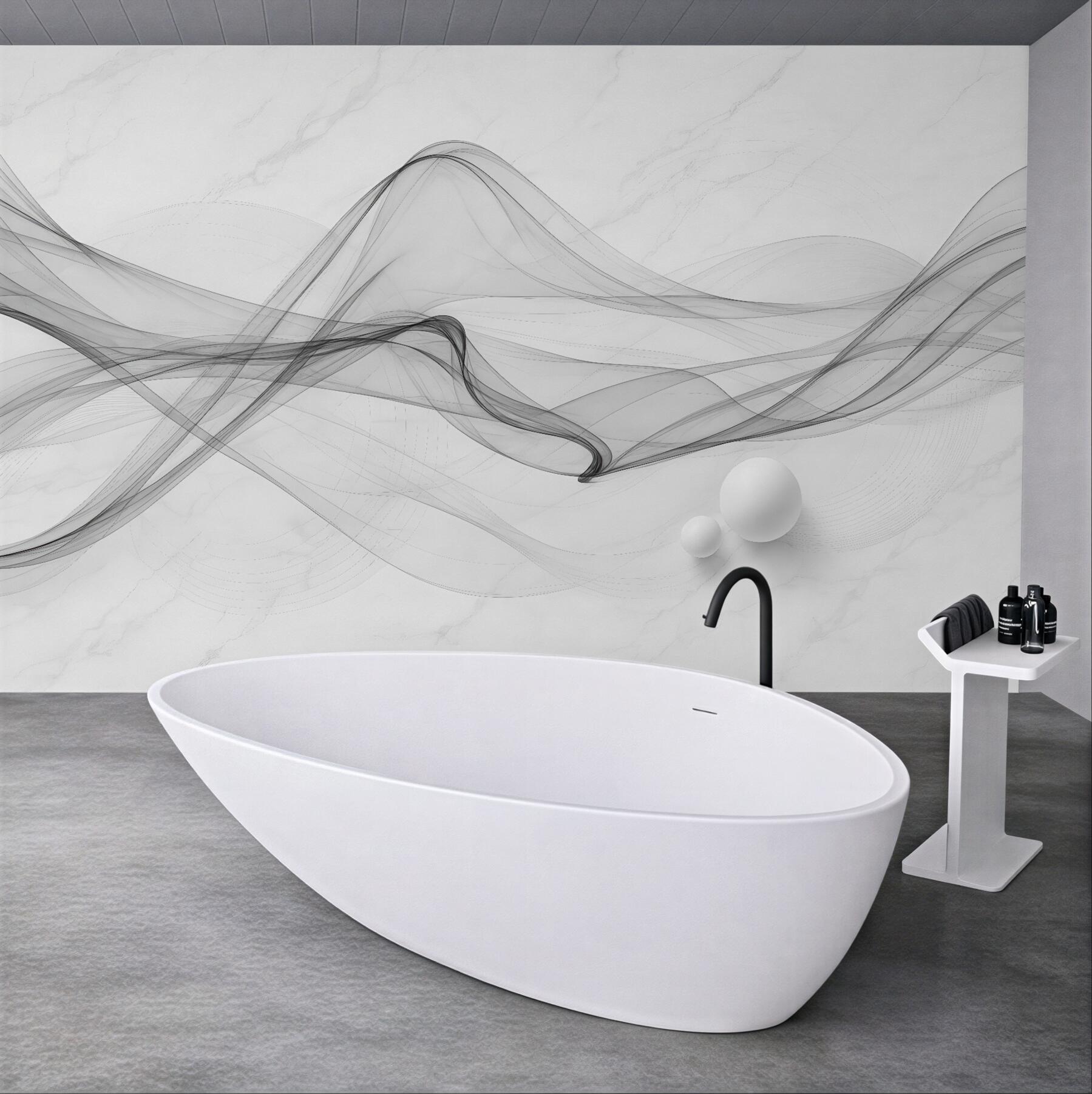 Fototapeta subtelne dymne fale w bieli