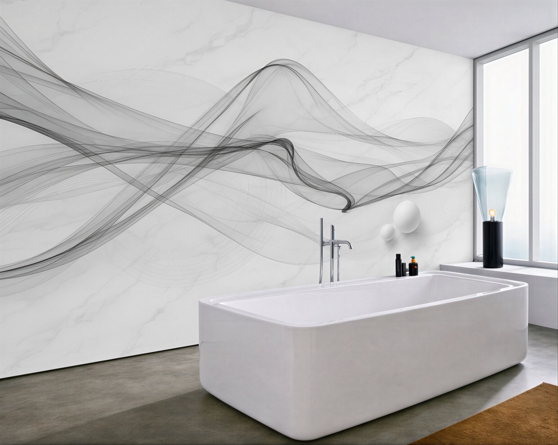 Fototapeta subtelne dymne fale w bieli