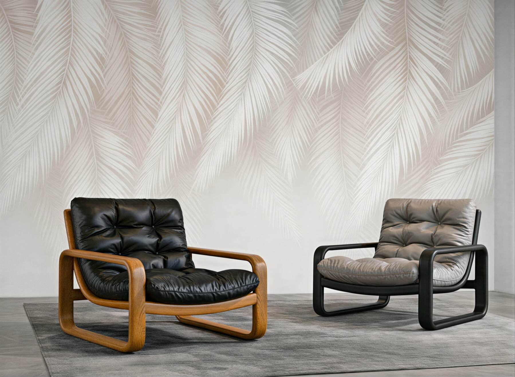 Fototapeta subtelne beżowe palmowe liście