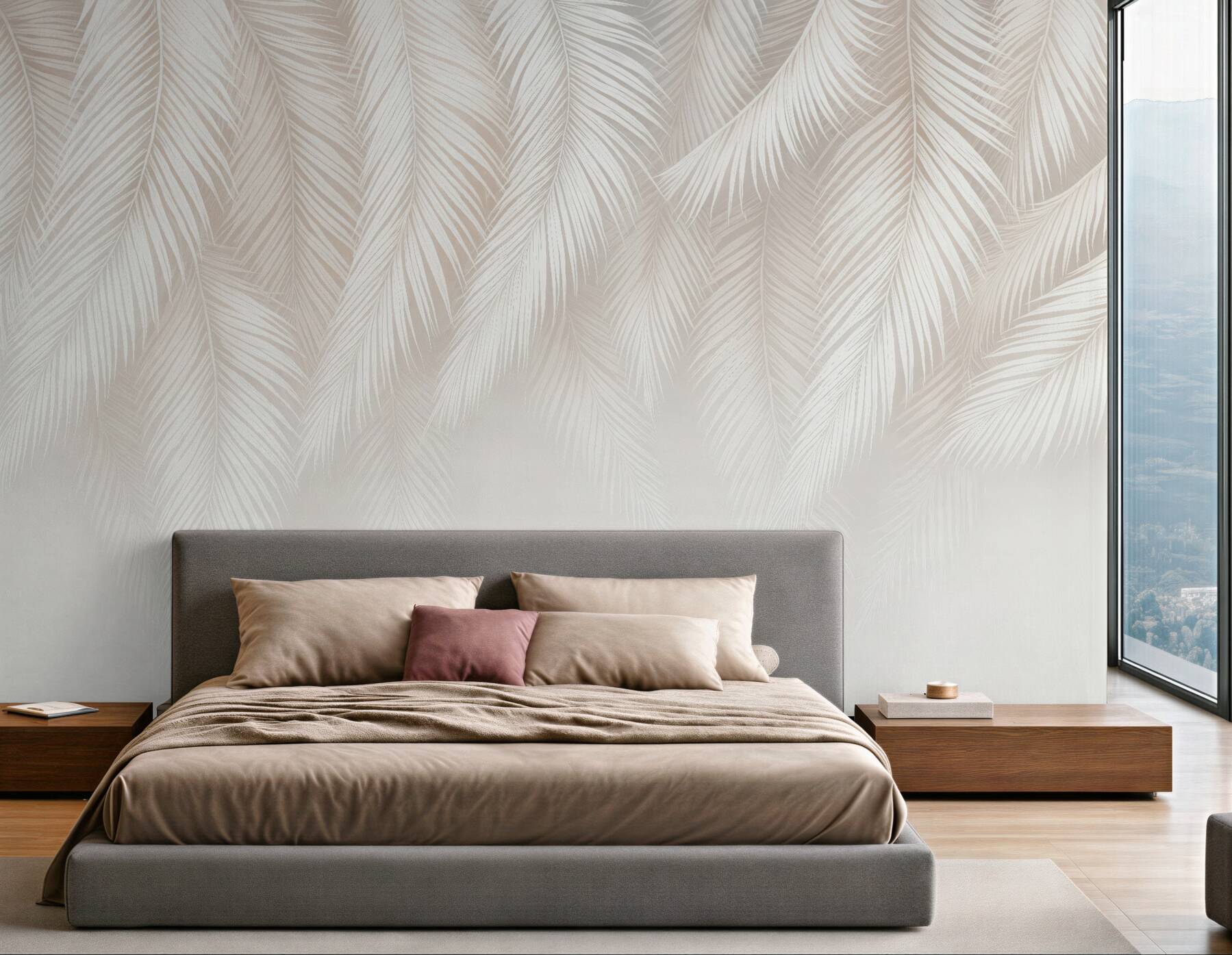 Fototapeta subtelne beżowe palmowe liście