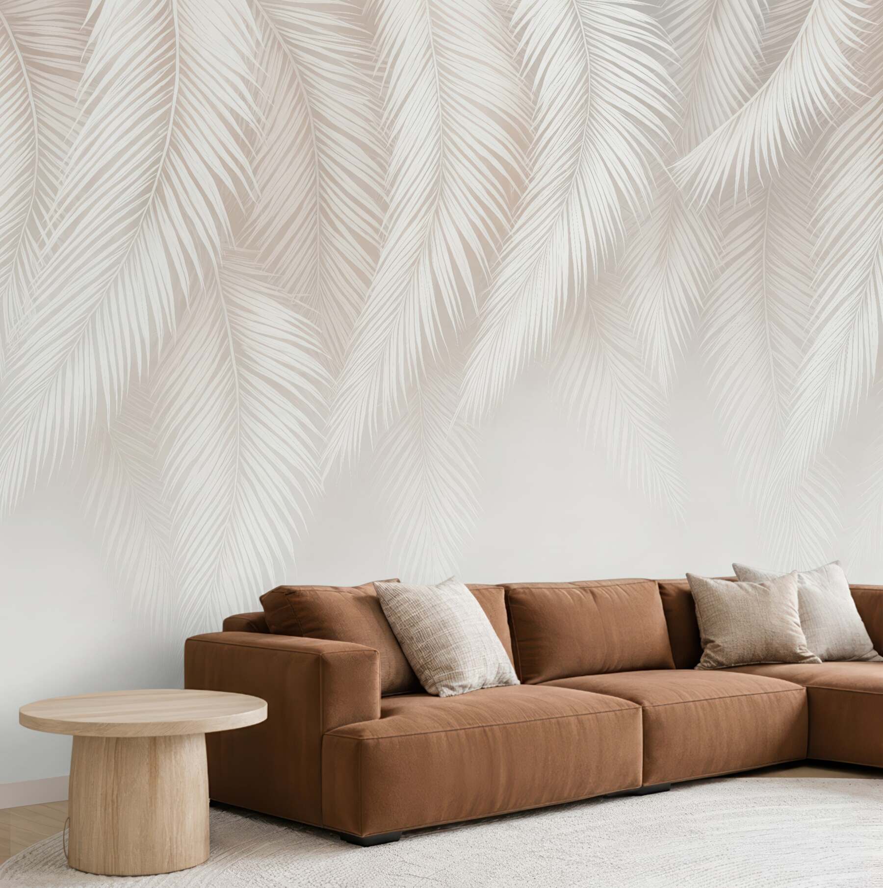 Fototapeta subtelne beżowe palmowe liście