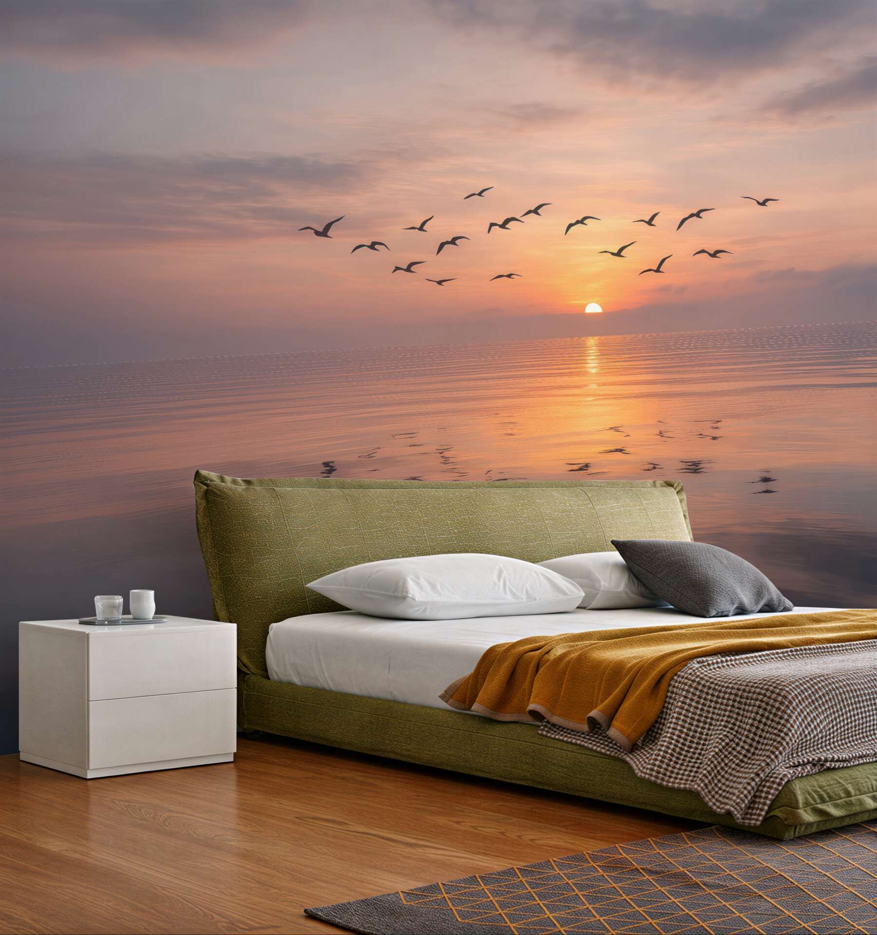 Fototapeta Mewy przy zachodzie słońca.