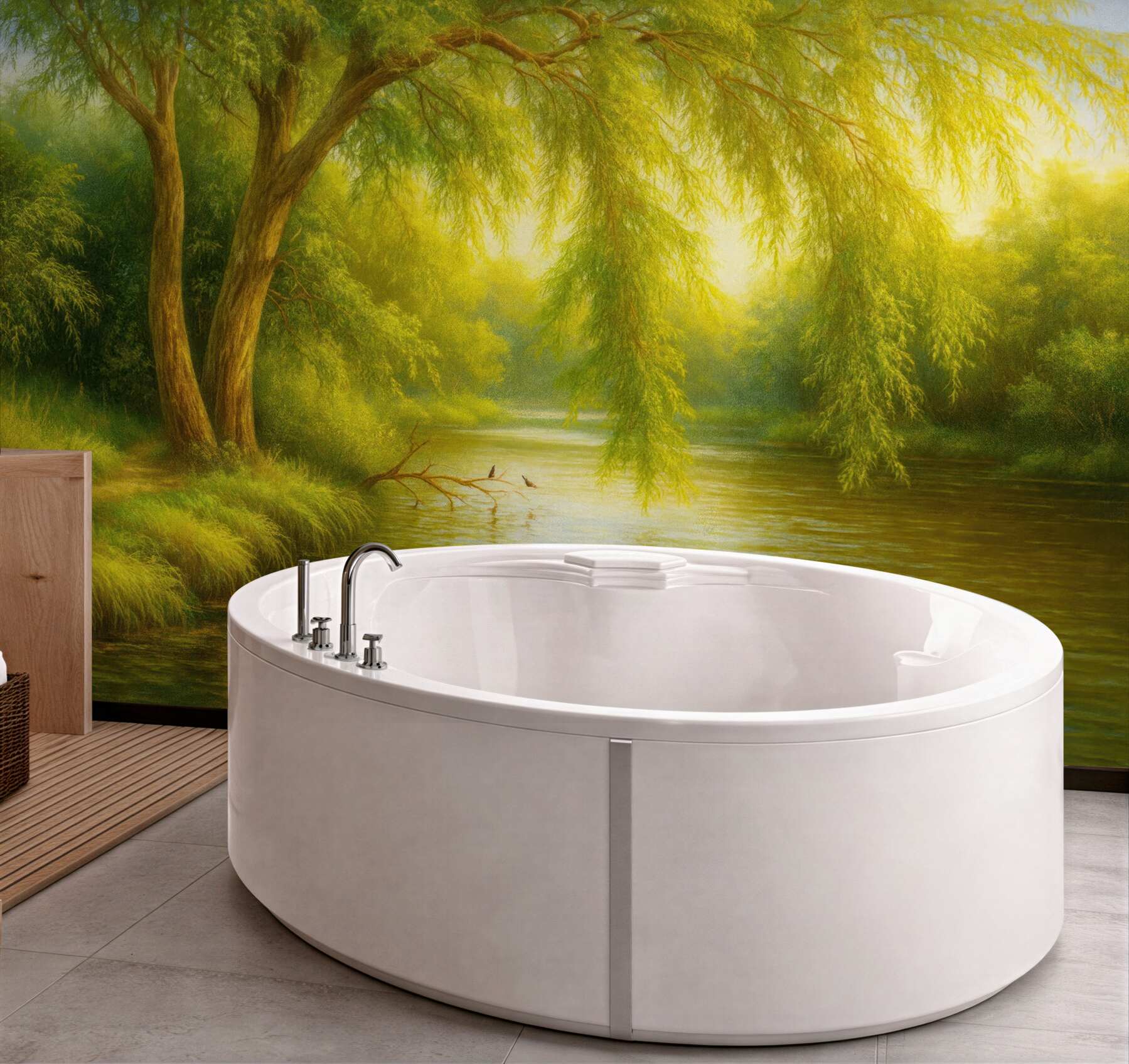 Fototapeta słoneczna wierzba nad spokojną rzeką