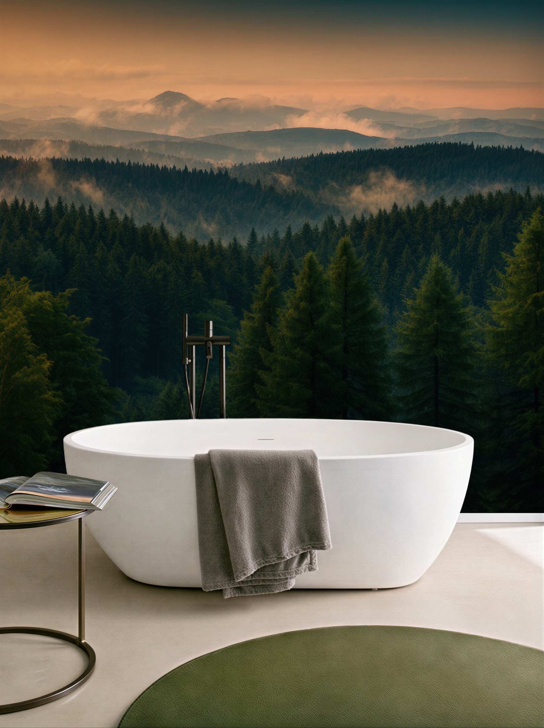 Fototapeta górski las o zmierzchu