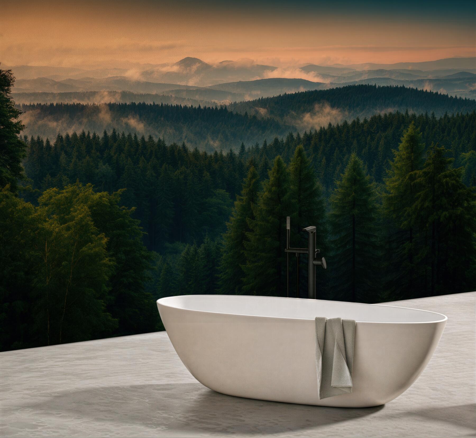 Fototapeta górski las o zmierzchu