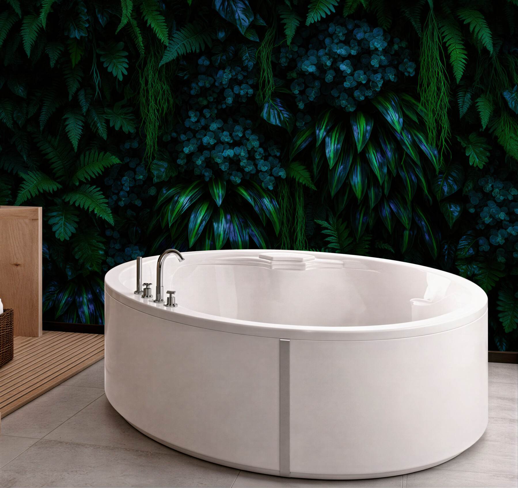 Fototapeta mroczna ściana tropikalnych paproci