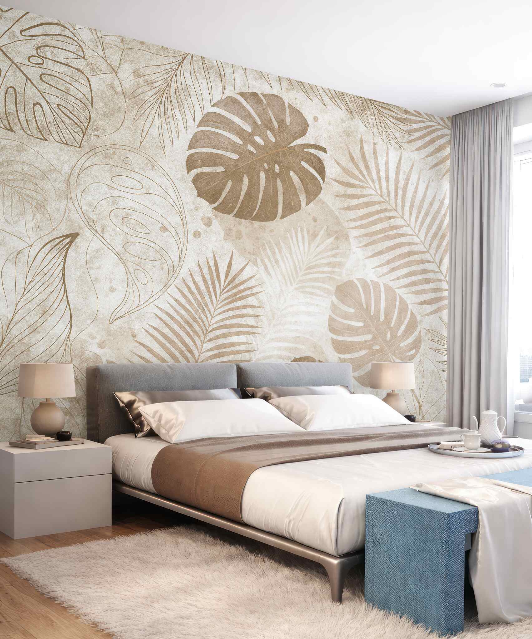 Fototapeta beżowe liście w subtelnej harmonii