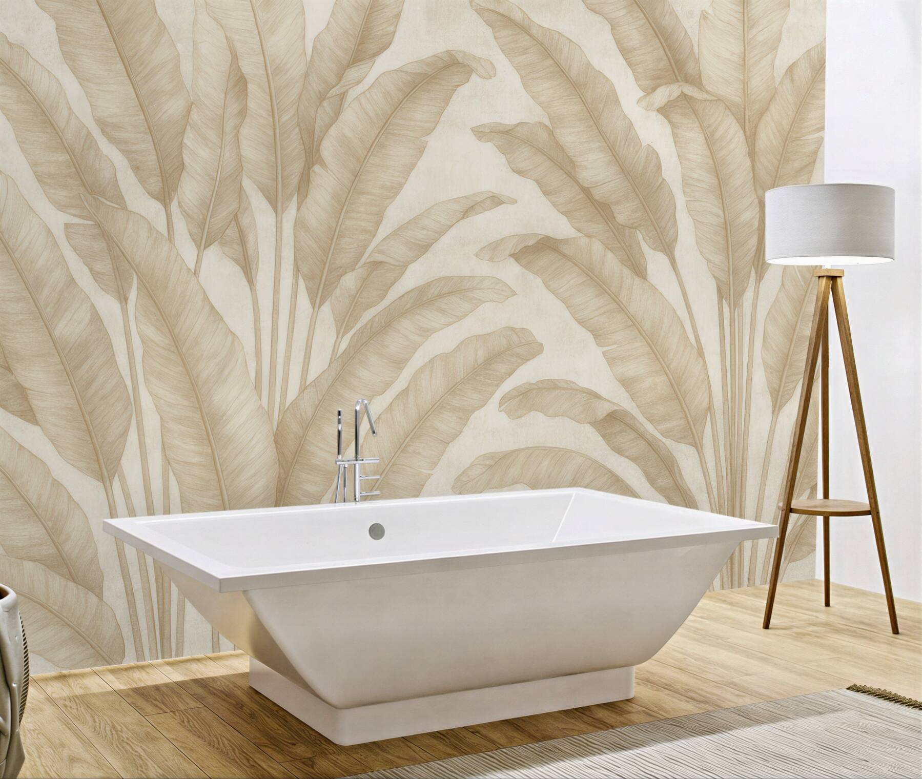 Fototapeta subtelne beżowe liście bananowca