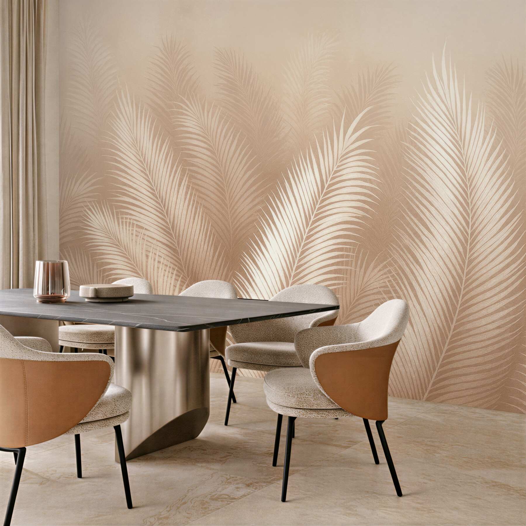 Fototapeta beżowe liście palmowe w świetle