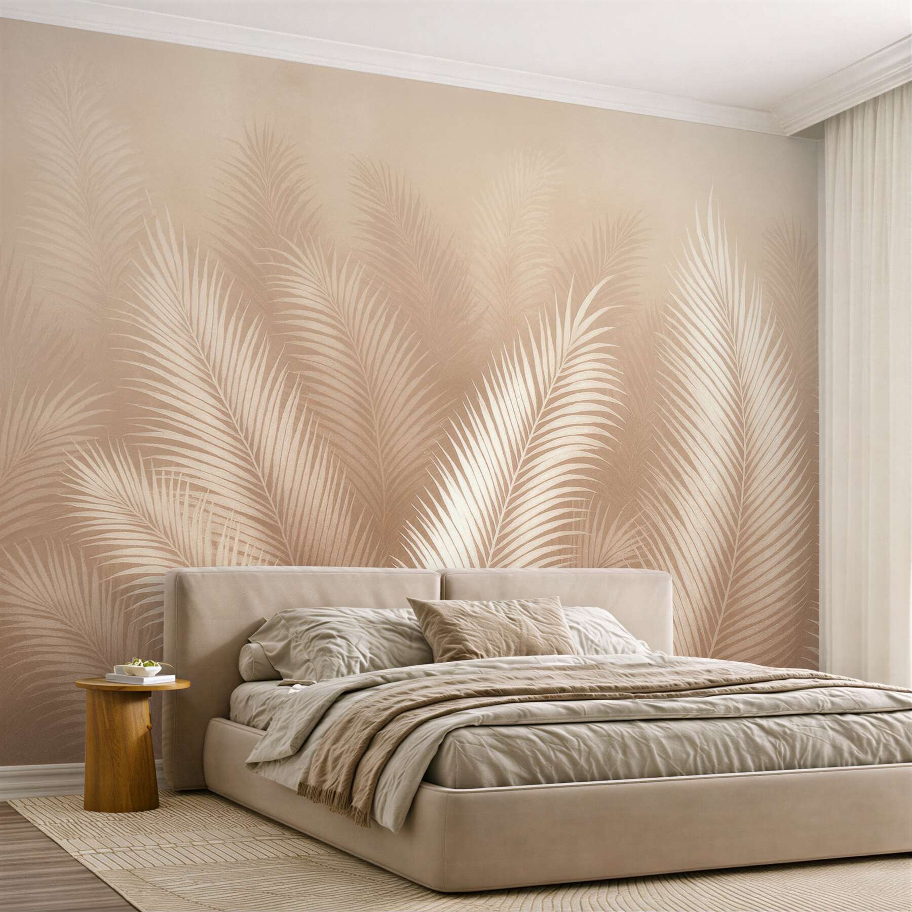 Fototapeta beżowe liście palmowe w świetle