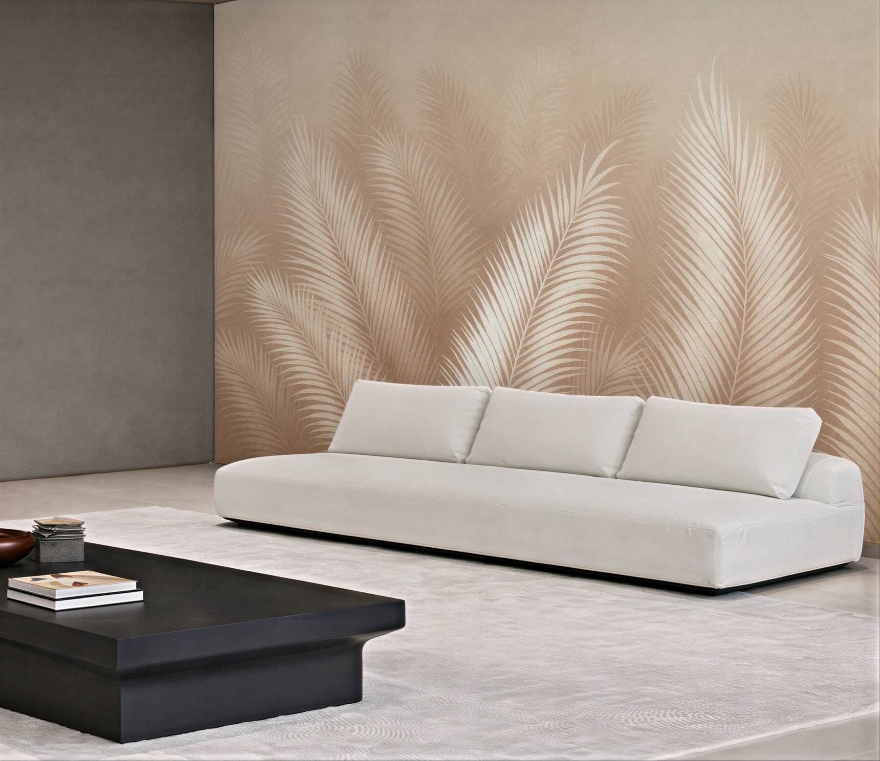 Fototapeta beżowe liście palmowe w świetle