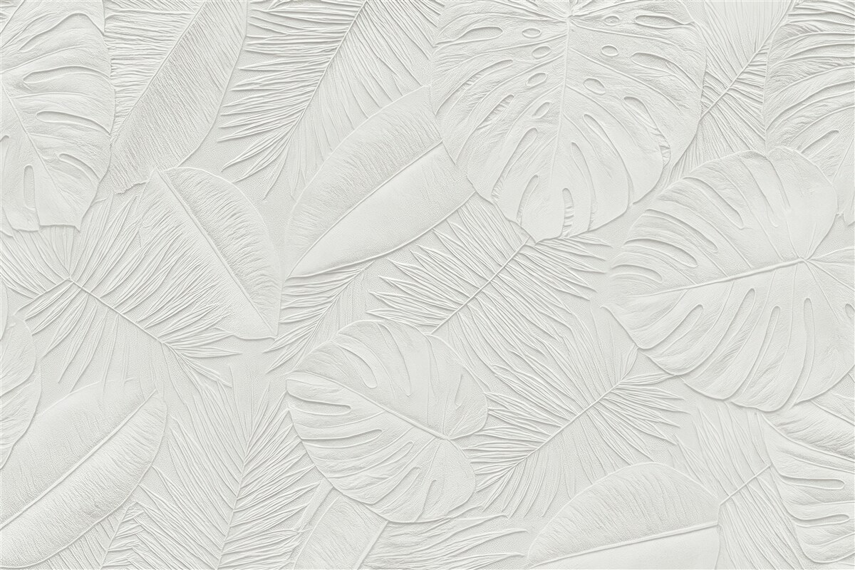 Fototapeta białe tropikalne liście w subtelnym reliefie