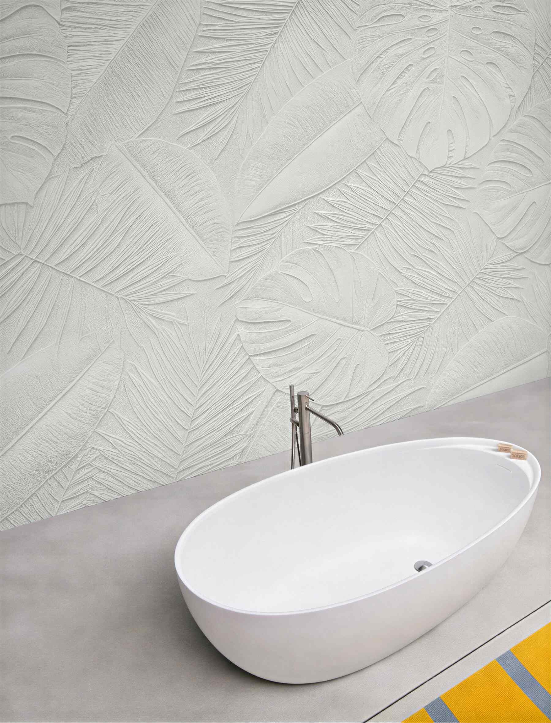 Fototapeta białe tropikalne liście w subtelnym reliefie