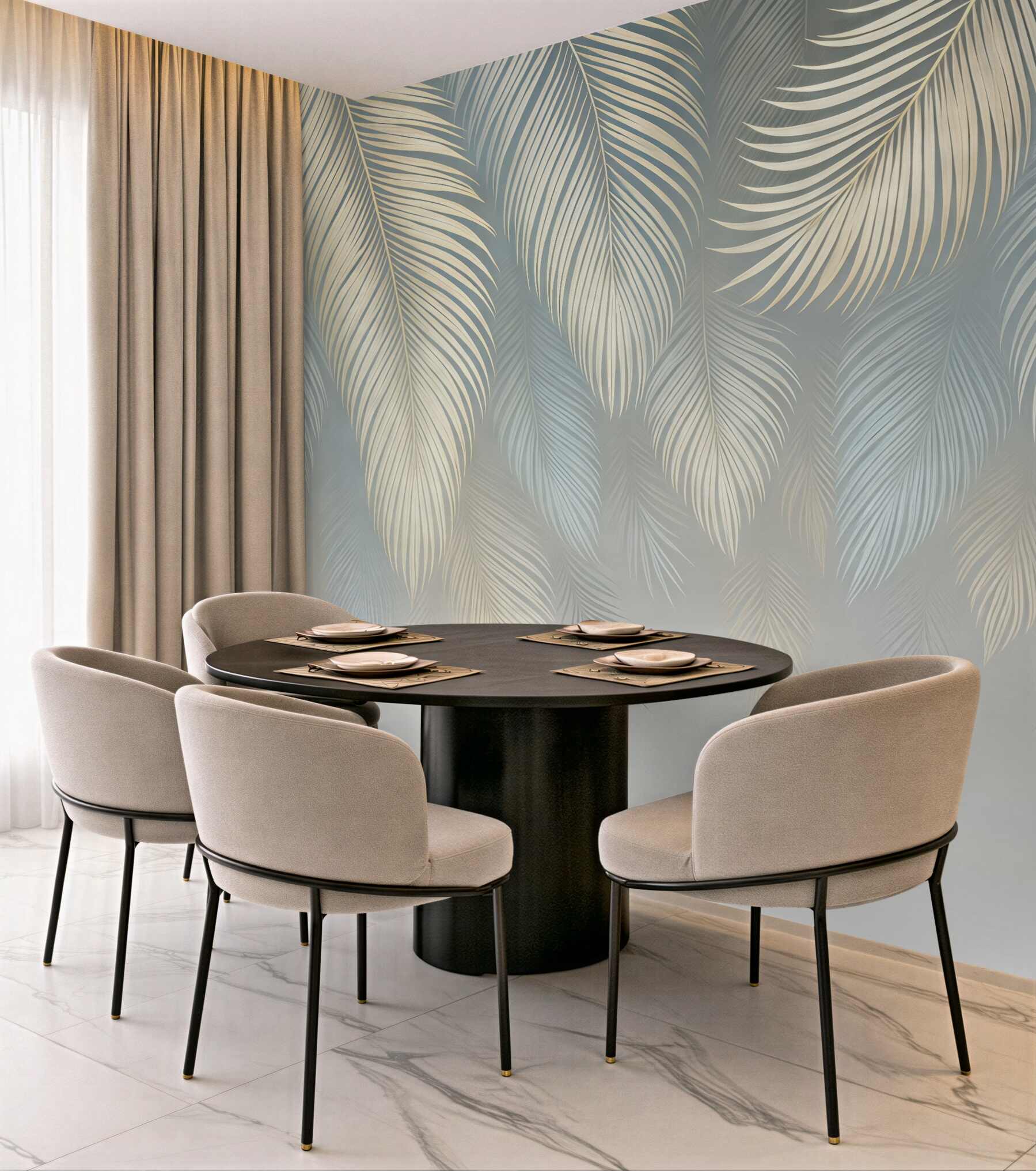 Fototapeta subtelne pastelowe liście palmowe