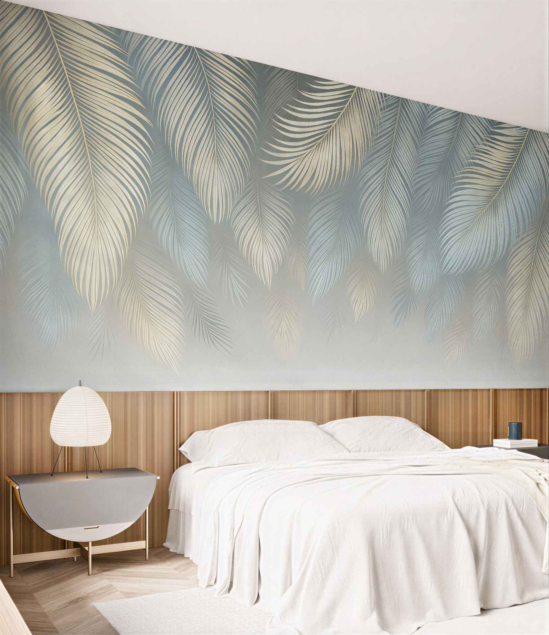 Fototapeta subtelne pastelowe liście palmowe