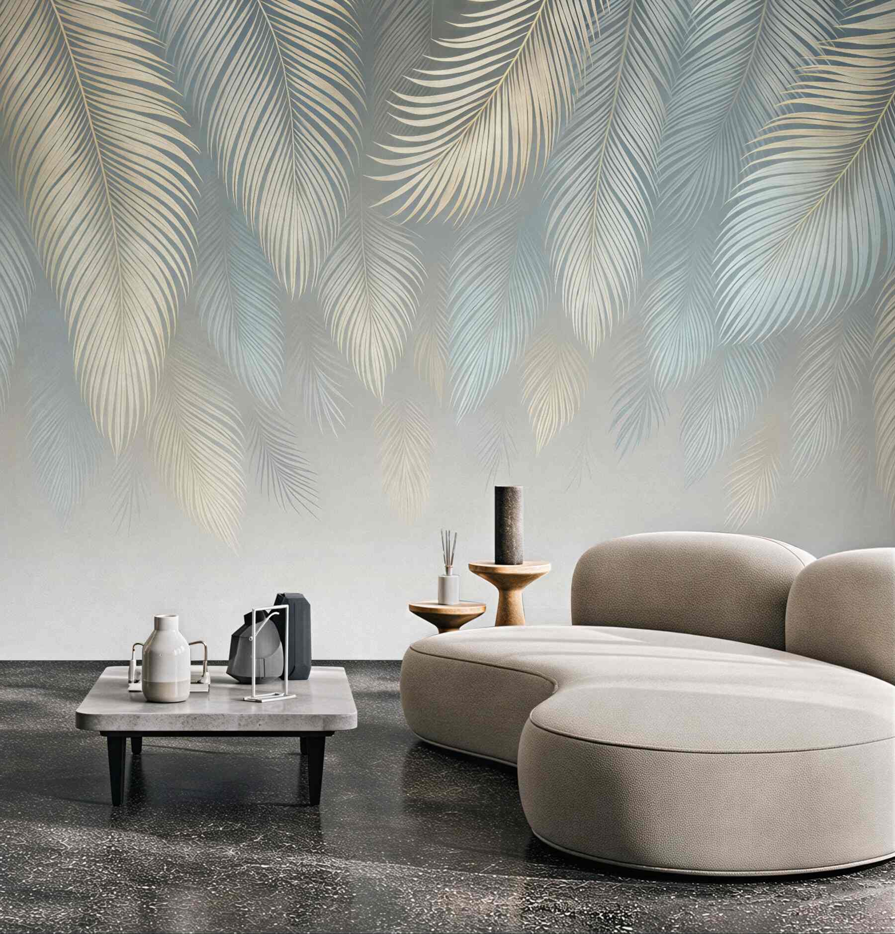 Fototapeta subtelne pastelowe liście palmowe