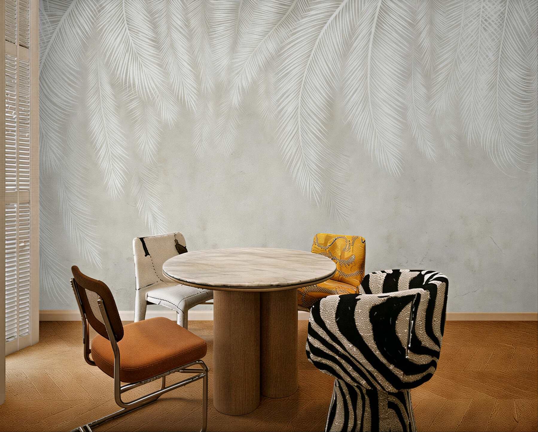 Fototapeta jasne palmowe pióra w beżu