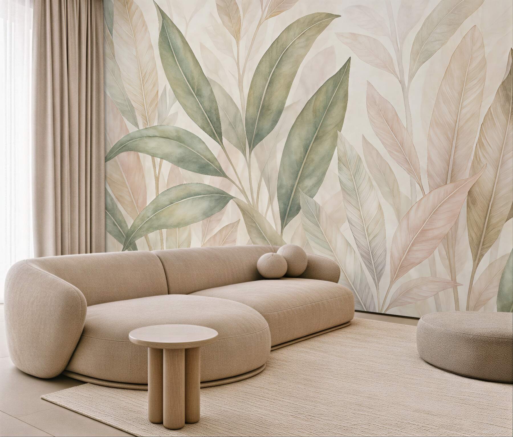 Fototapeta pastelowe liście w akwareli