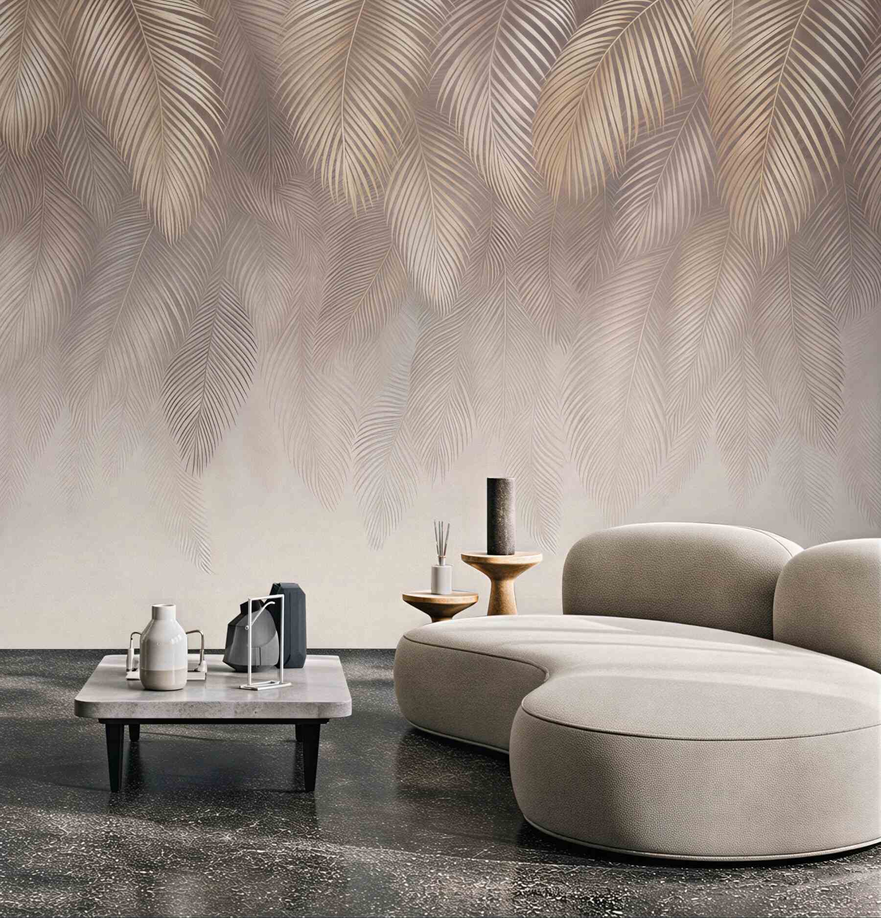 Fototapeta złociste palmowe liście ombre