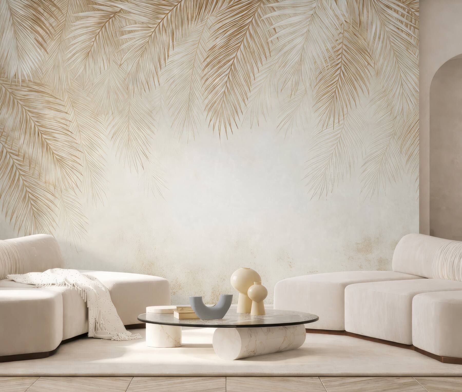 Fototapeta złote liście palmowe w elegancji