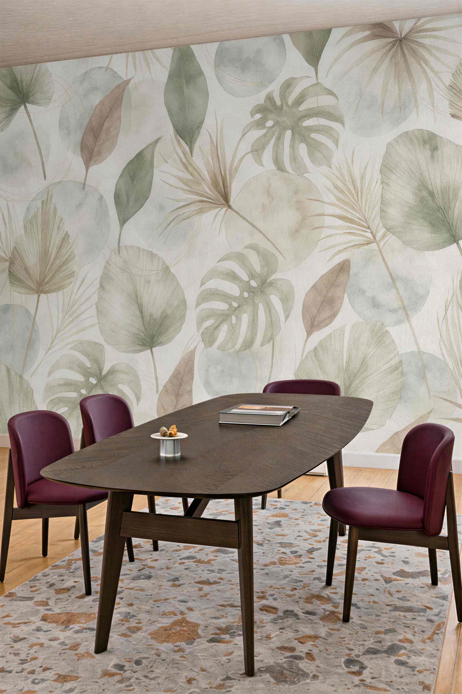 Fototapeta Abstrakcyjny skandynawski wzór z tropikalnymi liśćmi.