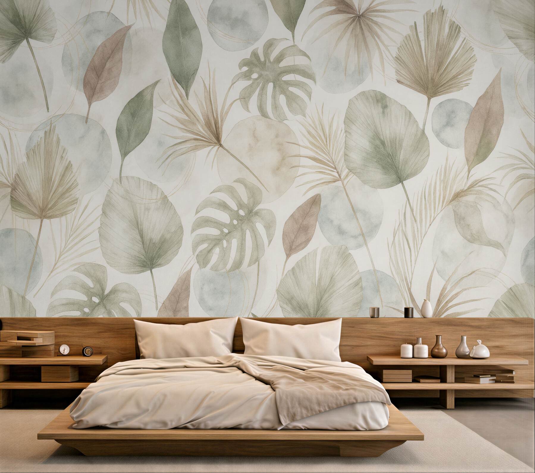 Fototapeta Abstrakcyjny skandynawski wzór z tropikalnymi liśćmi.