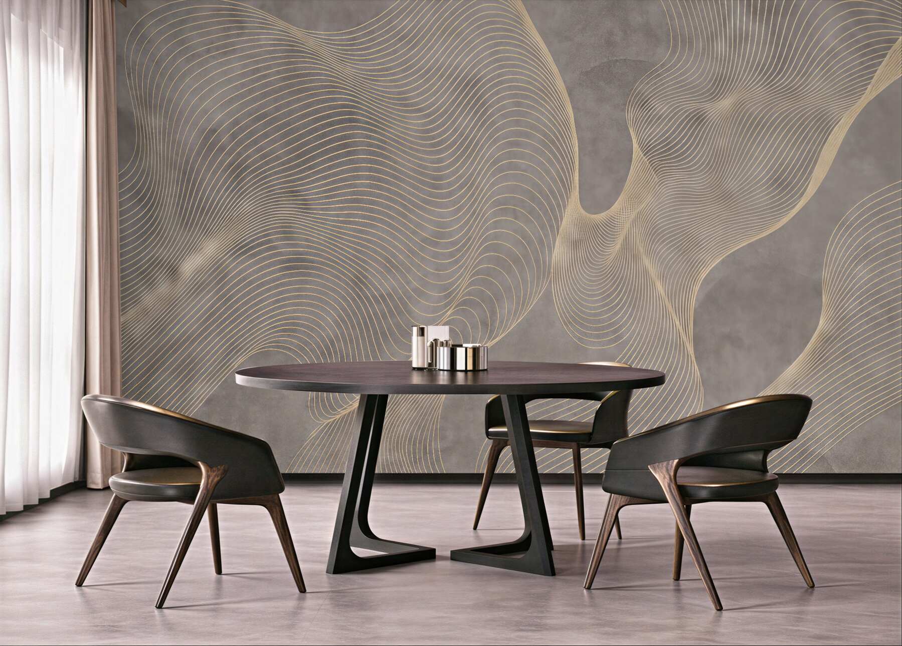 Fototapeta Faliste wzory w odcieniach piaskowych i beżowych.