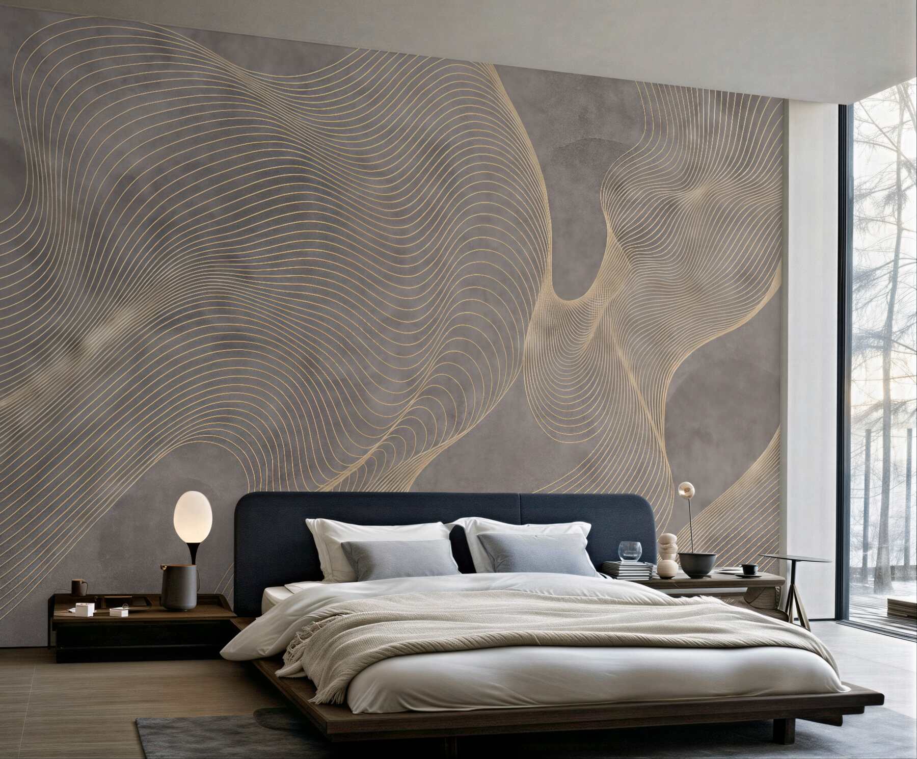 Fototapeta Faliste wzory w odcieniach piaskowych i beżowych.