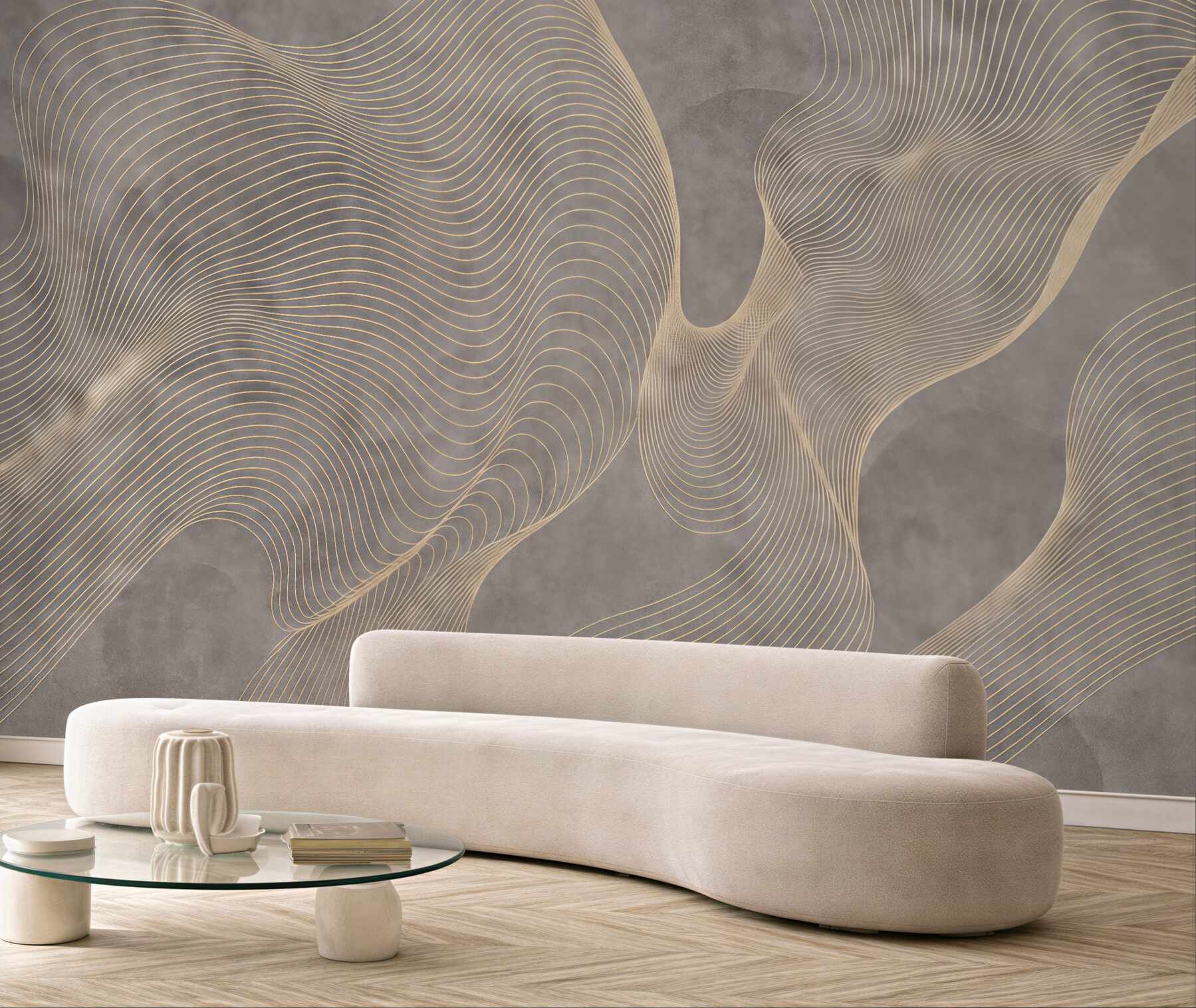 Fototapeta Faliste wzory w odcieniach piaskowych i beżowych.