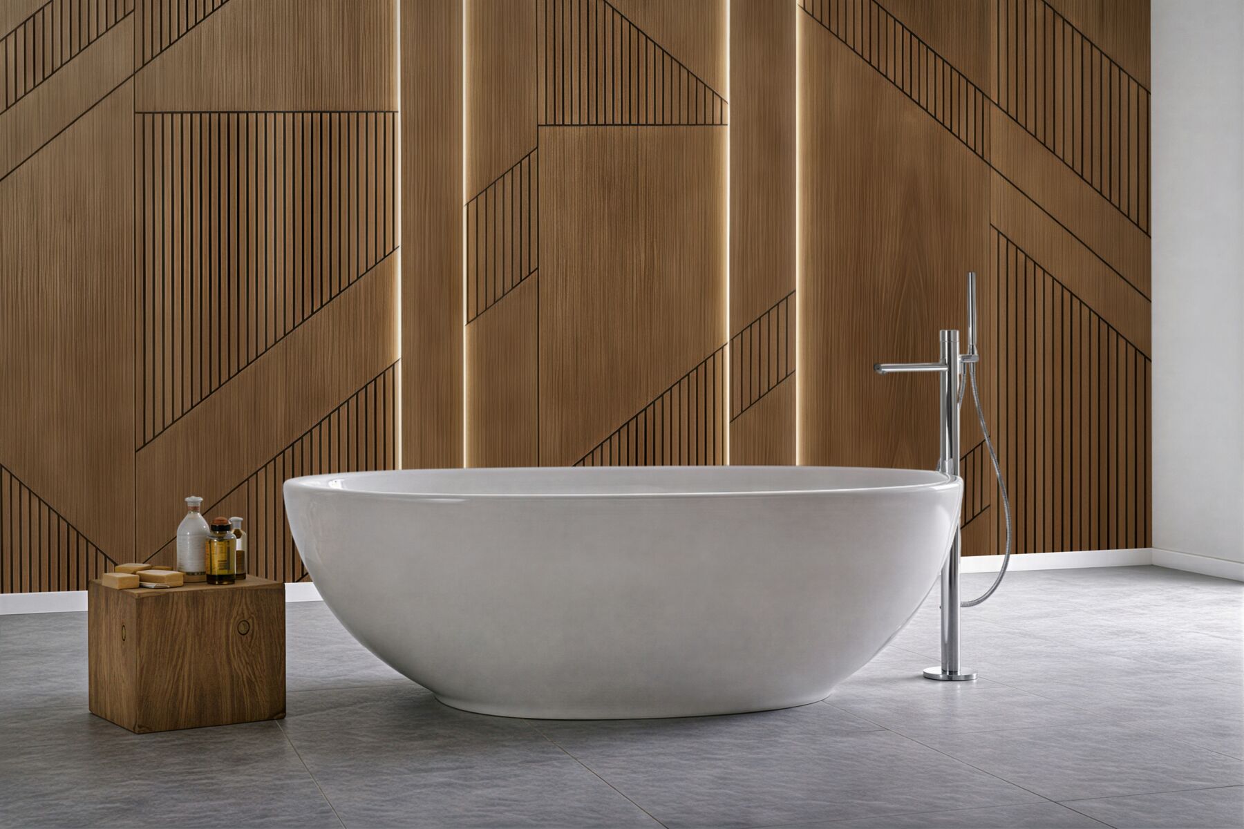 Fototapeta geometryczne drewno z subtelnym światłem