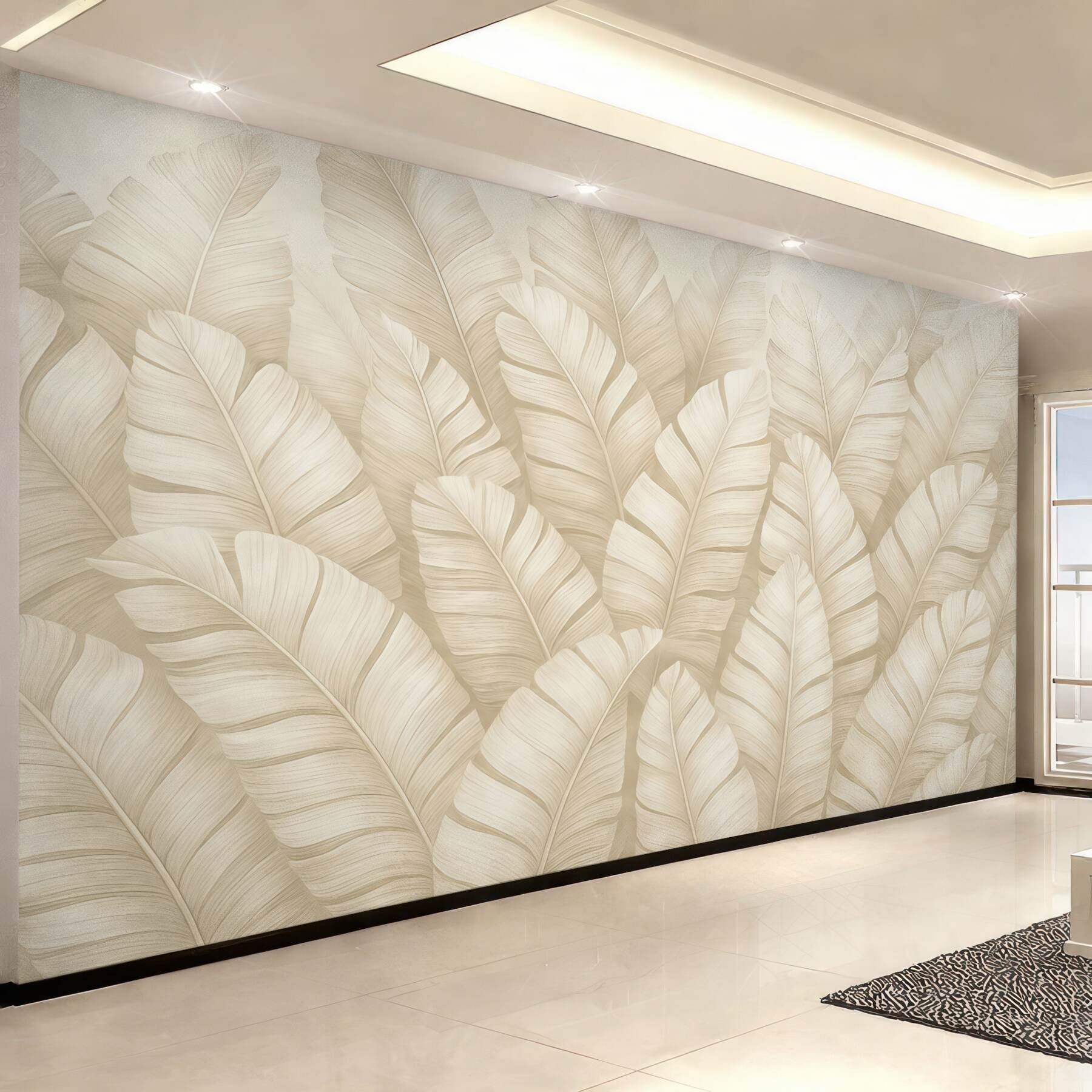 Fototapeta kremowe liście bananowca w elegancji