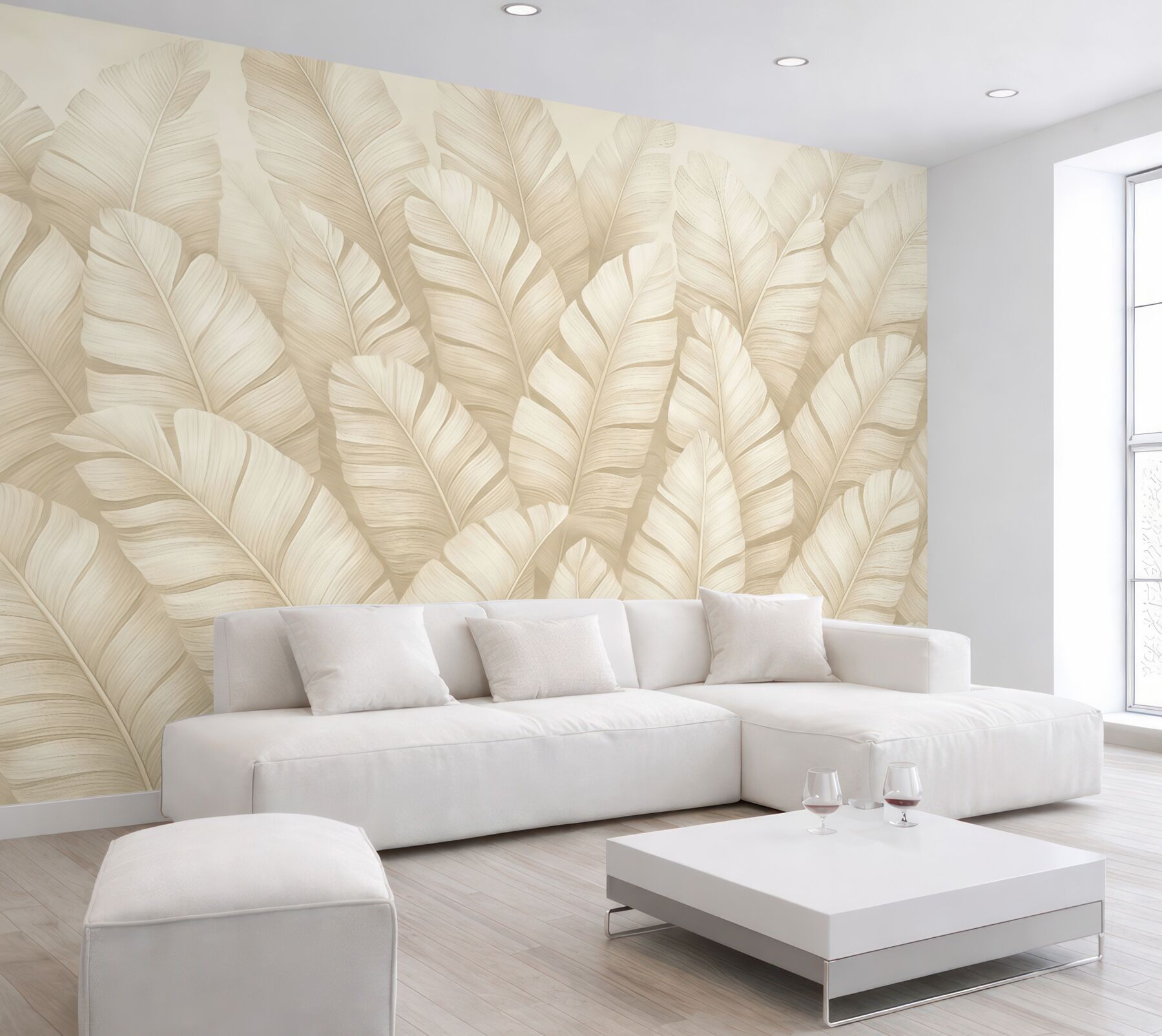 Fototapeta kremowe liście bananowca w elegancji