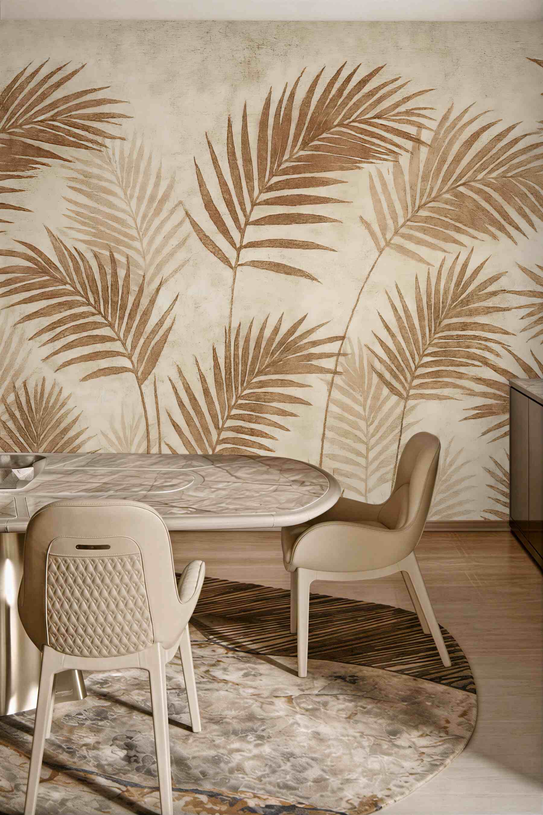 Fototapeta beżowe liście palmowe w stylu boho