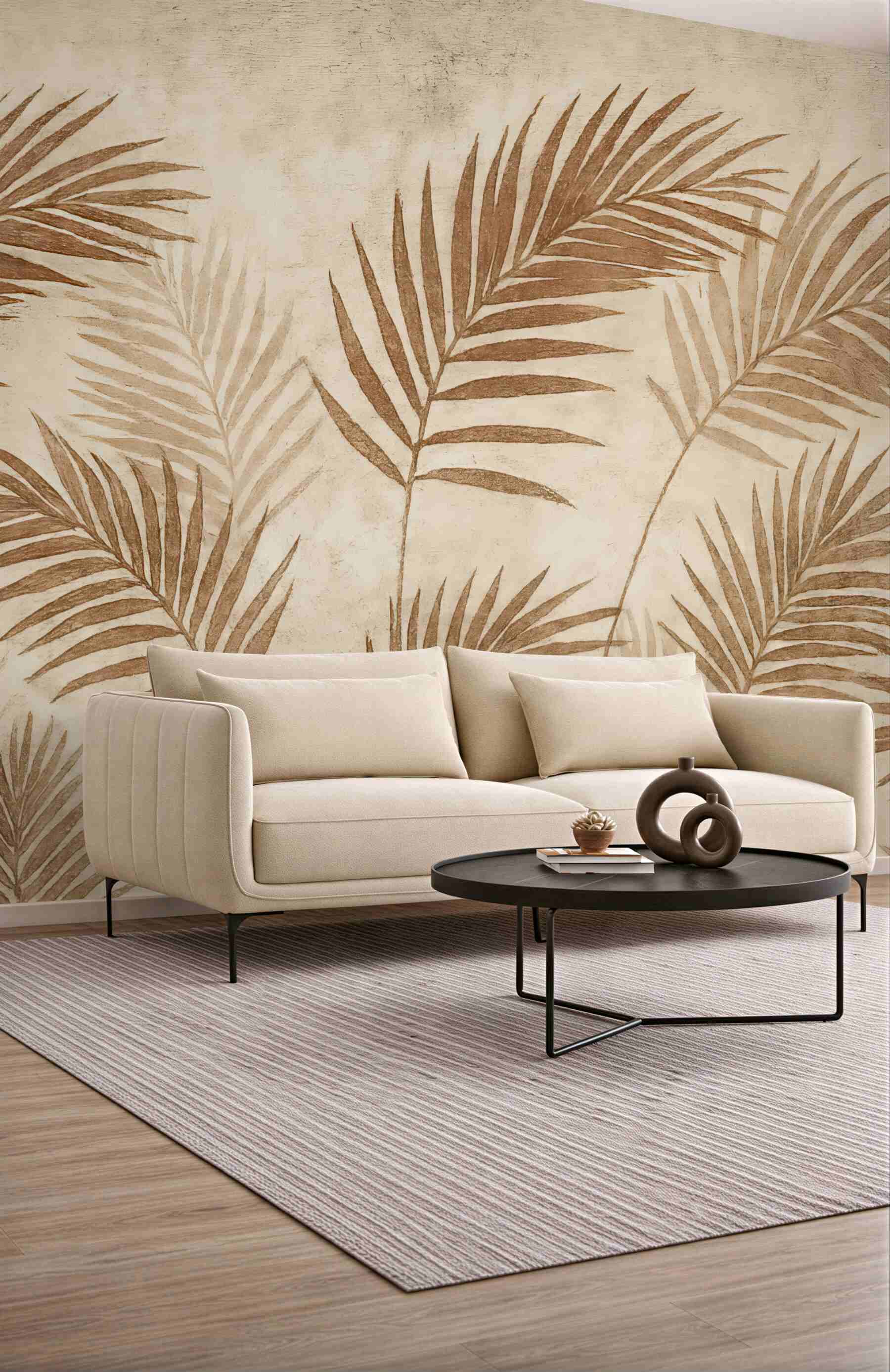 Fototapeta beżowe liście palmowe w stylu boho