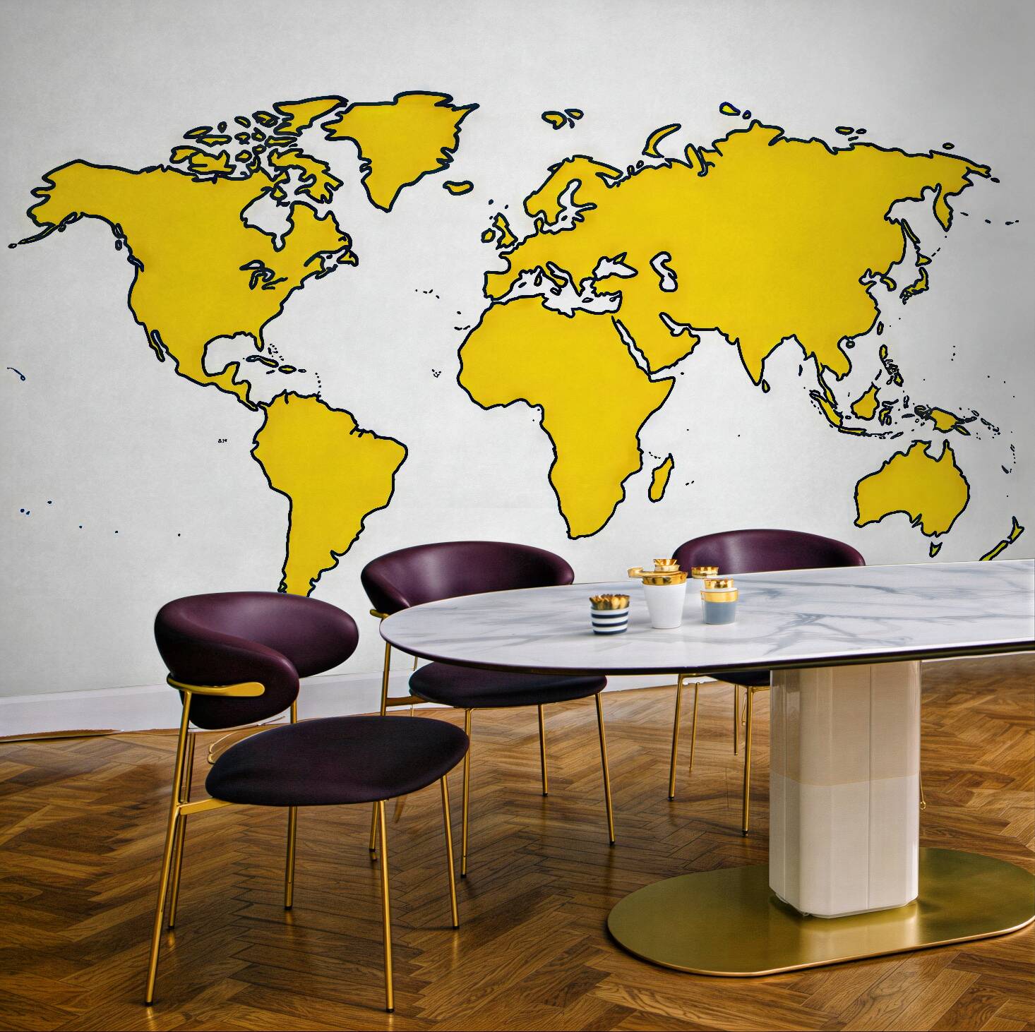 Fototapeta Stylizowana mapa globu w intensywnych barwach.