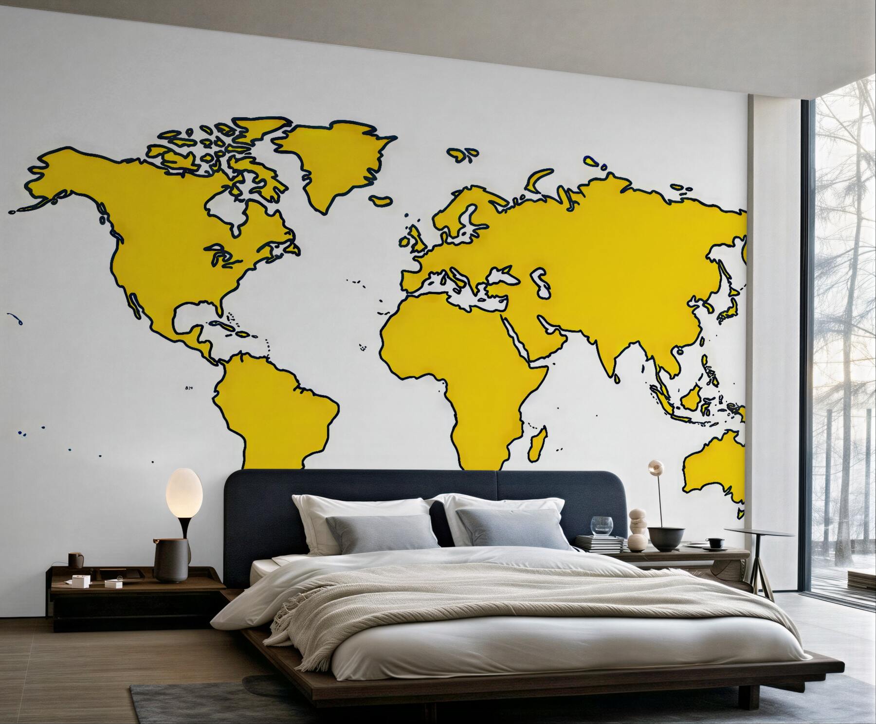 Fototapeta Stylizowana mapa globu w intensywnych barwach.