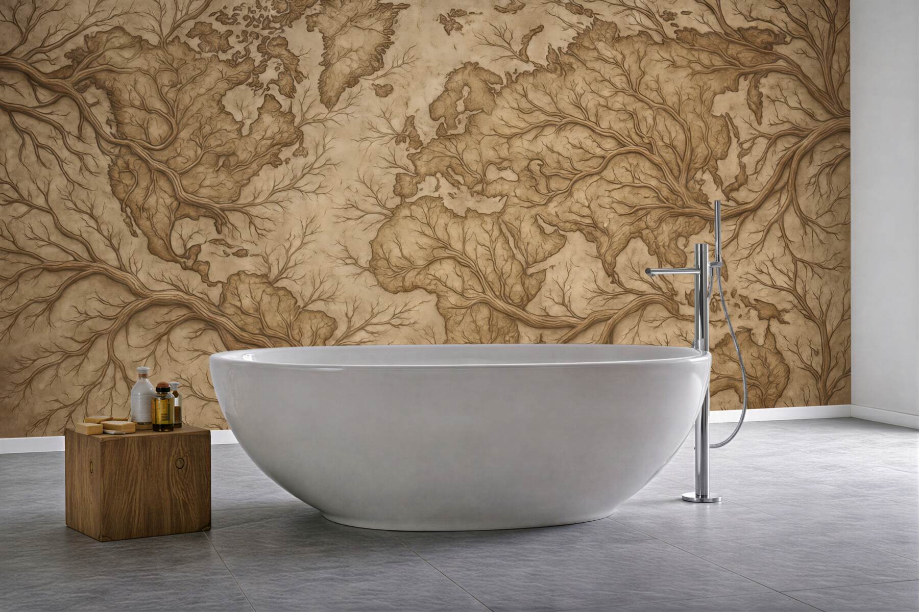 Fototapeta stara mapa świata z korzeniami drzew